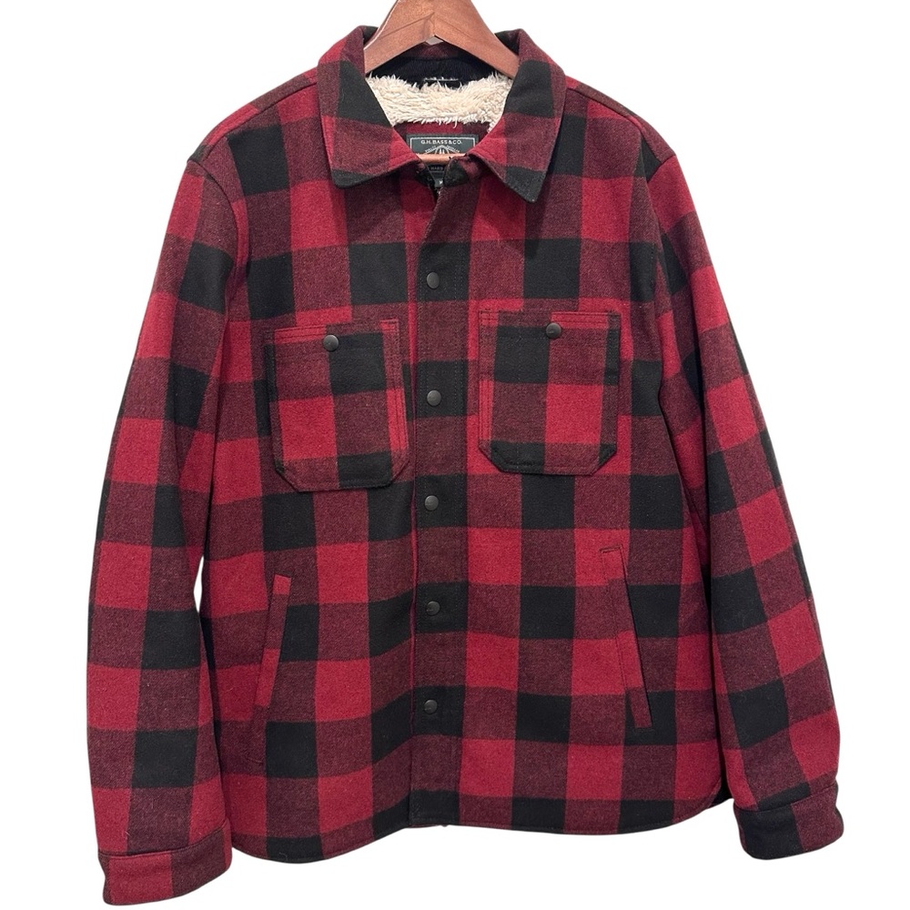 G.H. Bass & Co Red and Black Buffalo Check Plaid Jacket M Excellent Condition